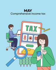 May Comprehensive Income Tax Character Illustration