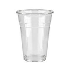 Empty clear plastic cup isolated on transparent background