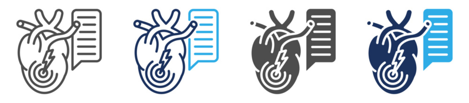cardiomyopathy icon set multiple concept