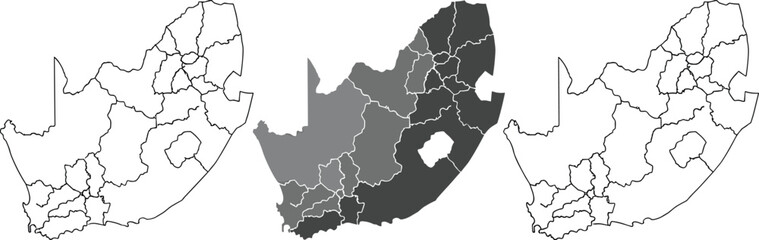 Obraz premium YouTube Logo Icons and South Africa Map Silhouette Collection Featuring Official Branding and Provincial Borders for Digital Media and Geography.