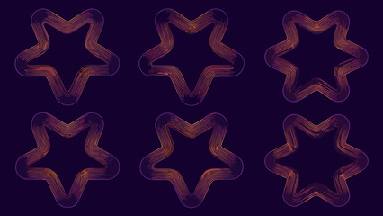 Obraz premium Abstract arrangement of six glowing orange and purple star shapes