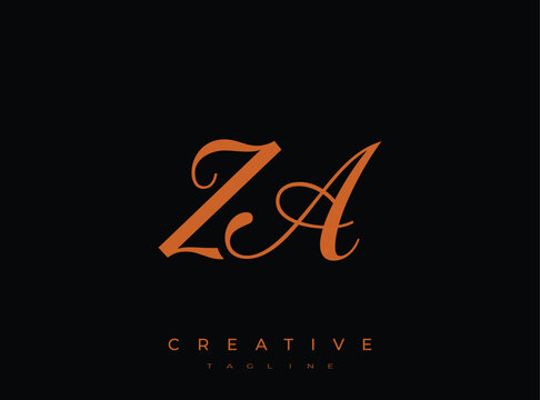 Elegant ZA Monogram Logo for Creative Branding, Feminine Calligraphy, Luxury Script and Wedding Stationery Design