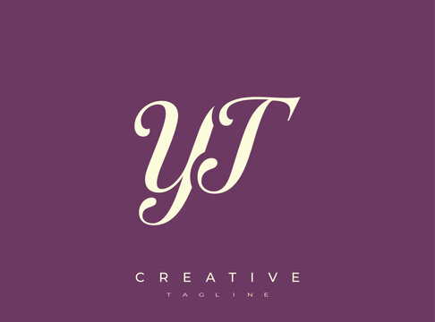 Elegant YT Monogram Logo for Creative Branding, Feminine Calligraphy, Luxury Script and Wedding Stationery Design