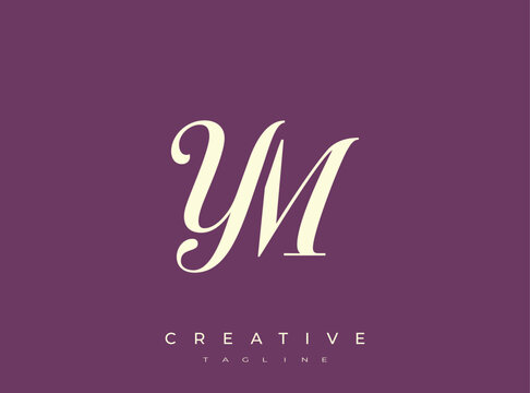 Elegant YM Monogram Logo for Creative Branding, Feminine Calligraphy, Luxury Script and Wedding Stationery Design