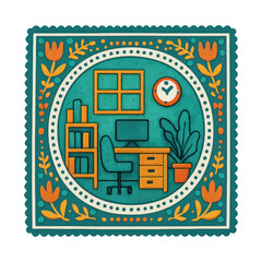 Obraz premium PNG Vintage office illustration design