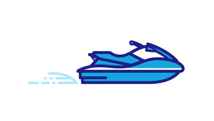 Dynamic blue jet ski illustration capturing summer aquatic recreation and thrilling water sports adventures on the water