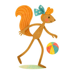 Naklejka premium PNG Playful squirrel with colorful ball.