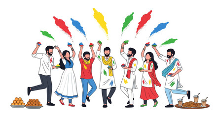 Joyful Friends Playing Holi Festival