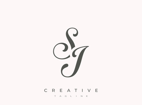 Elegant SJ Monogram Logo for Creative Branding, Feminine Calligraphy, Luxury Script and Wedding Stationery Design