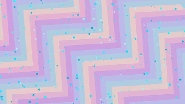 Vibrant maze pattern with pink and purple hues and scattered blue dots illustration