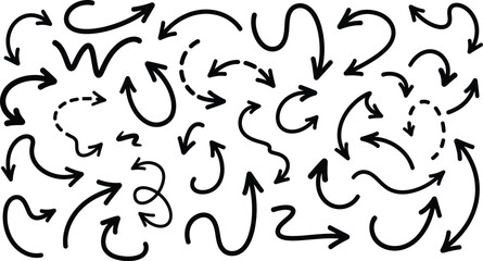 And abstract curved arrows pointing in various directions forming a chaotic pattern