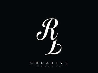 Elegant RL Monogram Logo for Creative Branding, Feminine Calligraphy, Luxury Script and Wedding Stationery Design