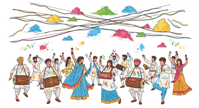 Vibrant Holi Street Procession Dance