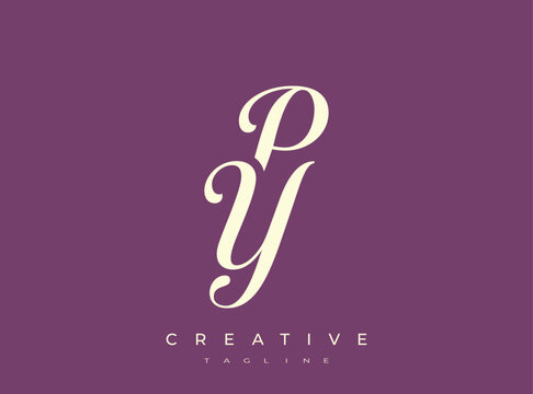 Elegant PY Monogram Logo for Creative Branding, Feminine Calligraphy, Luxury Script and Wedding Stationery Design
