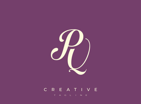 Elegant PQ Monogram Logo for Creative Branding, Feminine Calligraphy, Luxury Script and Wedding Stationery Design