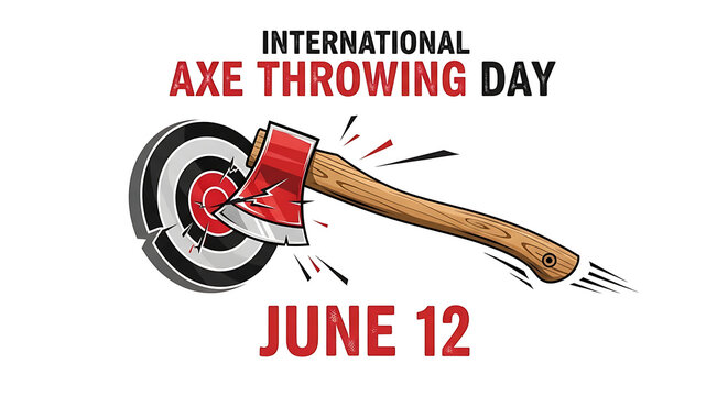 Celebrating international axe throwing day on june 12 with a target and axe graphic.