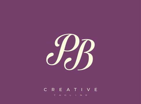 Elegant PB Monogram Logo for Creative Branding, Feminine Calligraphy, Luxury Script and Wedding Stationery Design