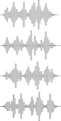 Obraz premium Four sets of and waveform sound patterns on a background audio black and white
