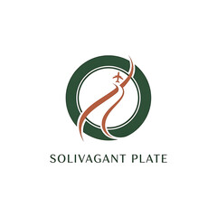Obraz premium A circular logo for Solivagant Plate with an airplane creating a swirling path.