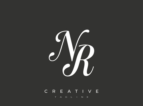 Elegant NR Monogram Logo for Creative Branding, Feminine Calligraphy, Luxury Script and Wedding Stationery Design
