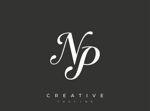 Elegant NP Monogram Logo for Creative Branding, Feminine Calligraphy, Luxury Script and Wedding Stationery Design
