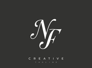 Obraz premium Elegant NF Monogram Logo for Creative Branding, Feminine Calligraphy, Luxury Script and Wedding Stationery Design