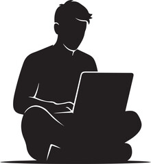 silhouette of a man with laptop