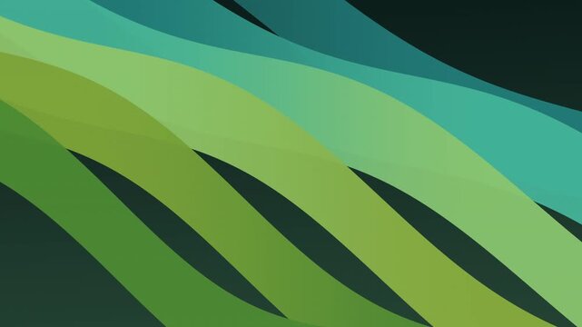 Soft, layered ribbons of green, blue, and black flow diagonally across the frame in smooth, continuous motion.