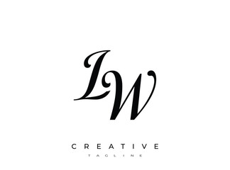 Obraz premium Elegant LW Monogram Logo for Creative Branding, Feminine Calligraphy, Luxury Script and Wedding Stationery Design