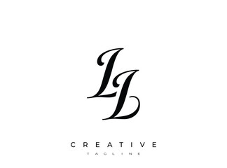 Fototapeta premium Elegant LL Monogram Logo for Creative Branding, Feminine Calligraphy, Luxury Script and Wedding Stationery Design