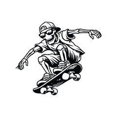 Fototapeta premium Skeleton BMX Rider Vector Illustration – Cool Skull Bike Stunt Design