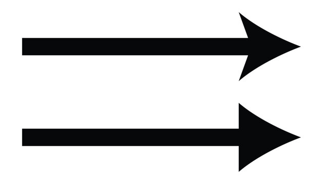Bold black horizontal arrows pointing right with large triangular heads for industrial signage and directional navigation