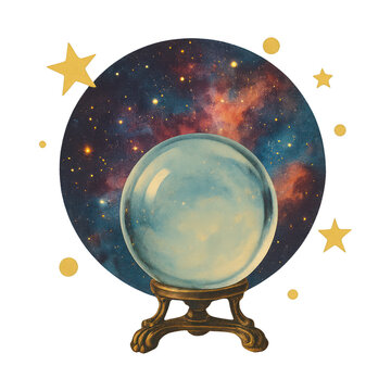 PNG Mystical cosmic crystal ball illustration.