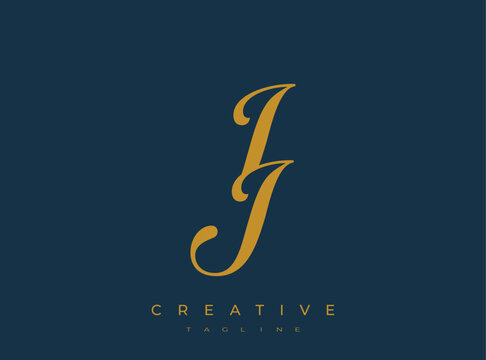 Elegant IJ Monogram Logo for Creative Branding, Feminine Calligraphy, Luxury Script and Wedding Stationery Design