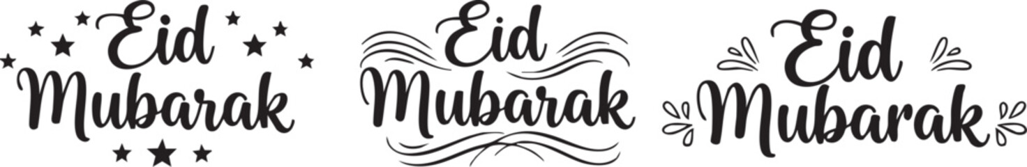 Elegant eid mubarak calligraphy with decorative stars for festive greetings © Jabed Omar