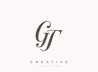 Elegant GT Monogram Logo for Creative Branding, Feminine Calligraphy, Luxury Script and Wedding Stationery Design