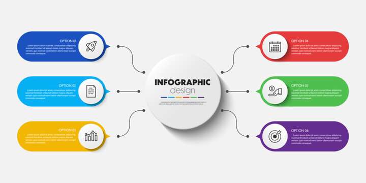 Infographic circle template diagrame. Business concept 6 step for presentation