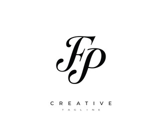 Elegant FP Monogram Logo for Creative Branding, Feminine Calligraphy, Luxury Script and Wedding Stationery Design