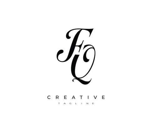 Elegant FQ Monogram Logo for Creative Branding, Feminine Calligraphy, Luxury Script and Wedding Stationery Design