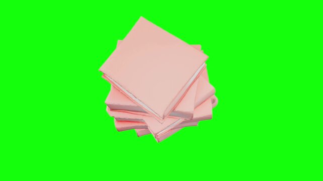 3D Book stack icon outline and glyph style animated on green screen background
