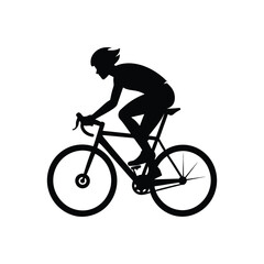Fototapeta premium Black silhouette cyclist racing road bike in dynamic motion profile design.