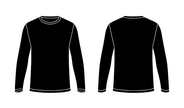 Unisex long sleeve T-shirt flat silhouette mockup vector