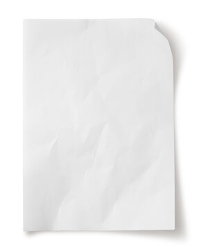 white paper wrinkled poster template ,blank glued creased paper sheet mockup.white poster mockup on wall. empty paper mockup. clipping path
