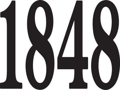 Black 1848 Year Number Vector Illustration