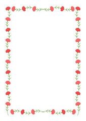 母の日のカーネーションのシンプルな四角いフレーム素材（縦長）