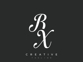 Obraz premium Elegant BX Monogram Logo for Creative Branding, Feminine Calligraphy, Luxury Script and Wedding Stationery Design