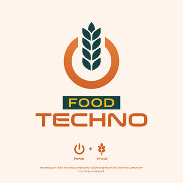 Minimalist vector logo featuring a power symbol and wheat. Perfect for agriculture, food manufacturing, packaging, and sustainable brands.