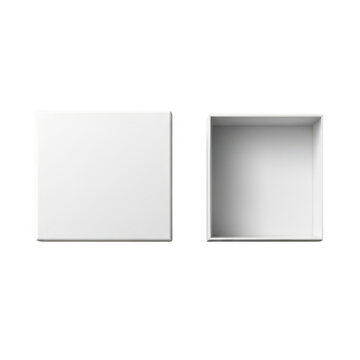 Two blank white square cards placed side by side on a surface isolated on transparent background
