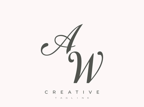 Elegant AW Monogram Logo for Creative Branding, Feminine Calligraphy, Luxury Script and Wedding Stationery Design