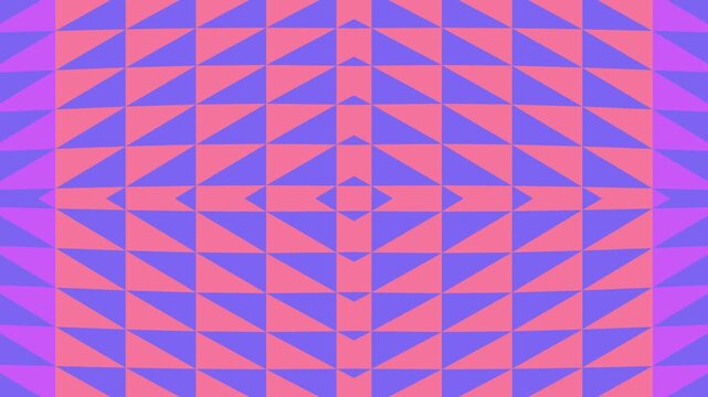 Abstract Geometric Motion Graphic Background with Symmetrical Purple and Salmon Pink Triangle Patterns